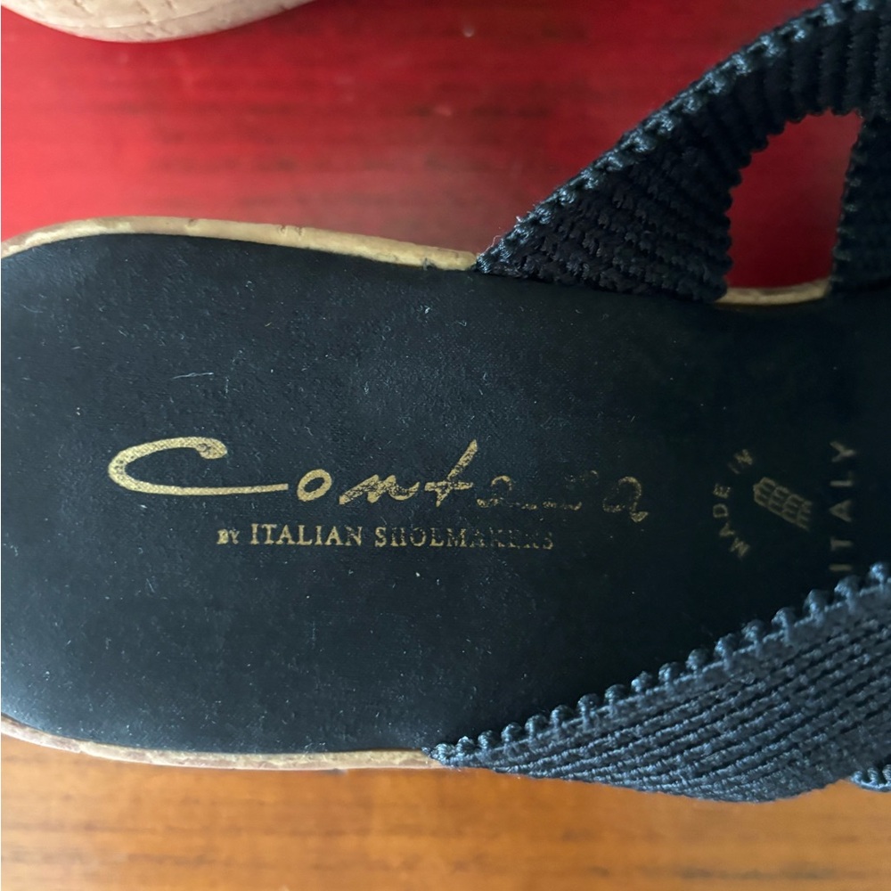Contessa Italian Shoemakers Black Woven Wedge Sandals 8.5 - Picture 2 of 13